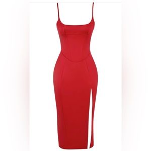 House of CB Casimira Satin Corset MIDI Dress